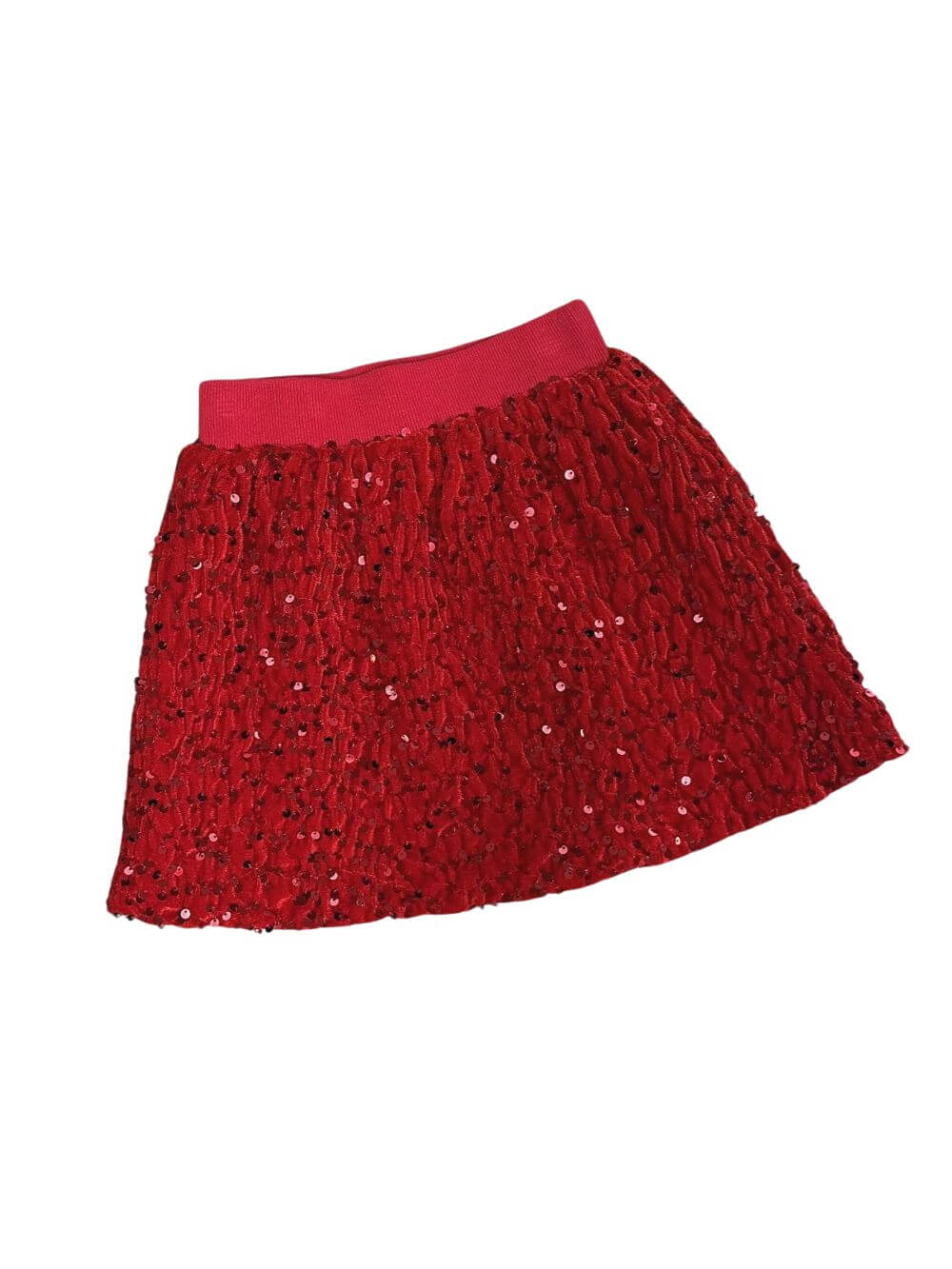 Elastic Waist Red Sequin Girls Sparkly Skirt - Sydney So Sweet