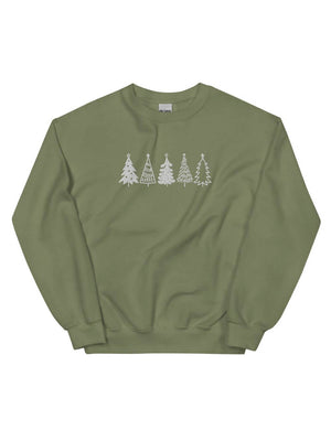 Christmas Trees Heavy Blend Women's Crewneck Embroidered Sweatshirt - Sydney So Sweet