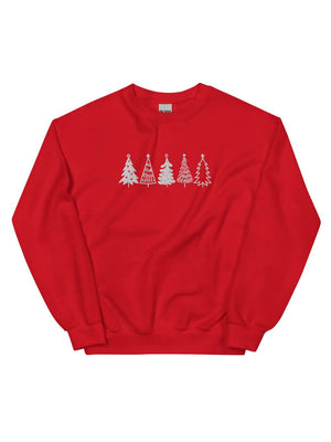 Christmas Trees Heavy Blend Women's Crewneck Embroidered Sweatshirt - Sydney So Sweet