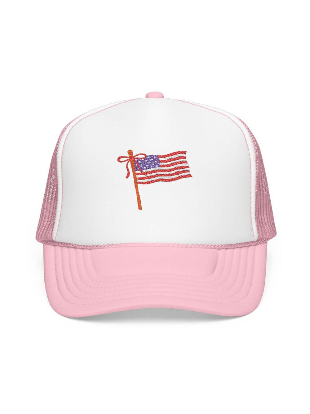 Patriotic Embroidered American Flag Foam Trucker Hat - Sydney So Sweet