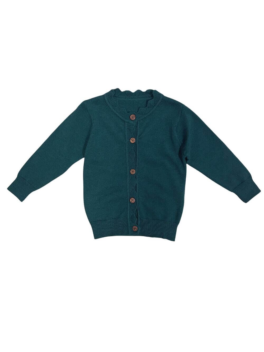 Emerald Green Ruffle Button Up Girls Cardigan Sweater - Sydney So Sweet