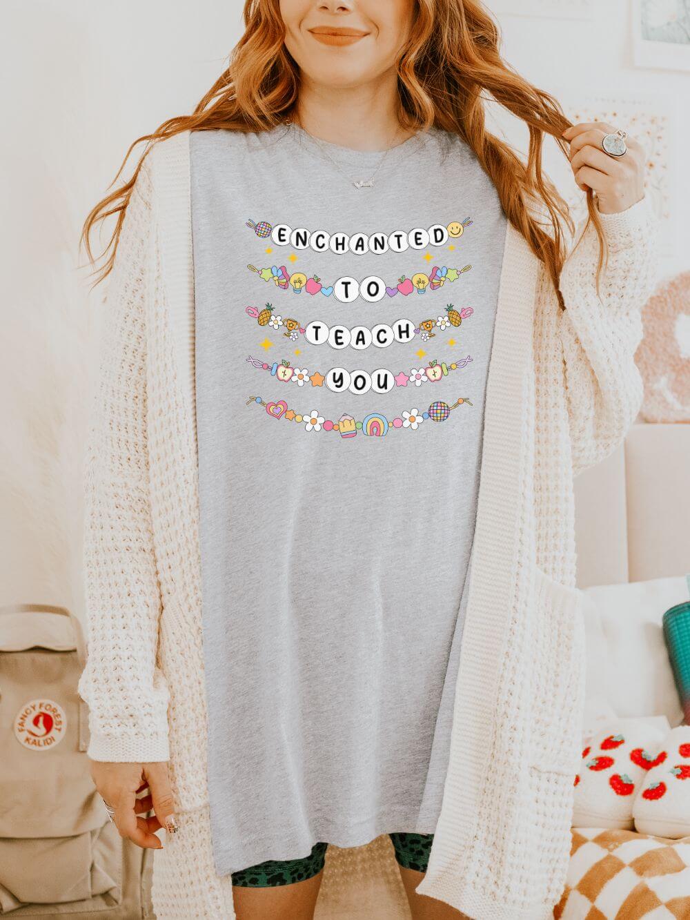 Enchanted to Teach You Tee Bella + Canvas Teacher Shirt T-Shirt for Back to School - Sydney So Sweet