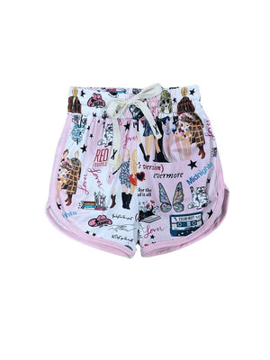 Eras Pink Trim Sporty Girls Shorts - Sydney So Sweet
