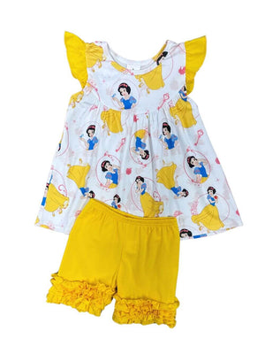 Fairest of them All Girls Yellow Icing Ruffle Shorts Outfit - Sydney So Sweet