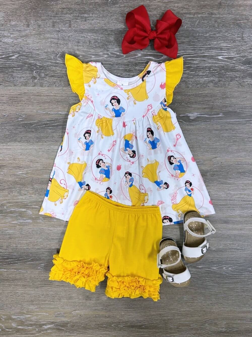 Fairest of them All Girls Yellow Icing Ruffle Shorts Outfit - Sydney So Sweet
