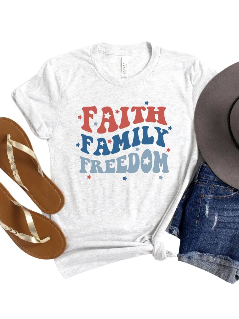 Faith Family Freedom Patriotic 4th of July Patriotic Graphic T-Shirt - Sydney So Sweet