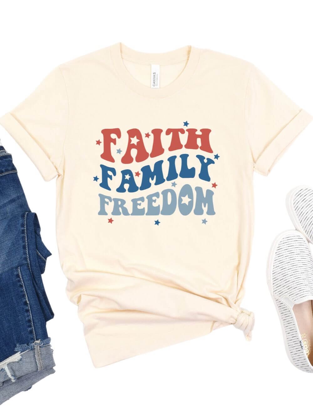 Faith Family Freedom Patriotic 4th of July Patriotic Graphic T-Shirt - Sydney So Sweet