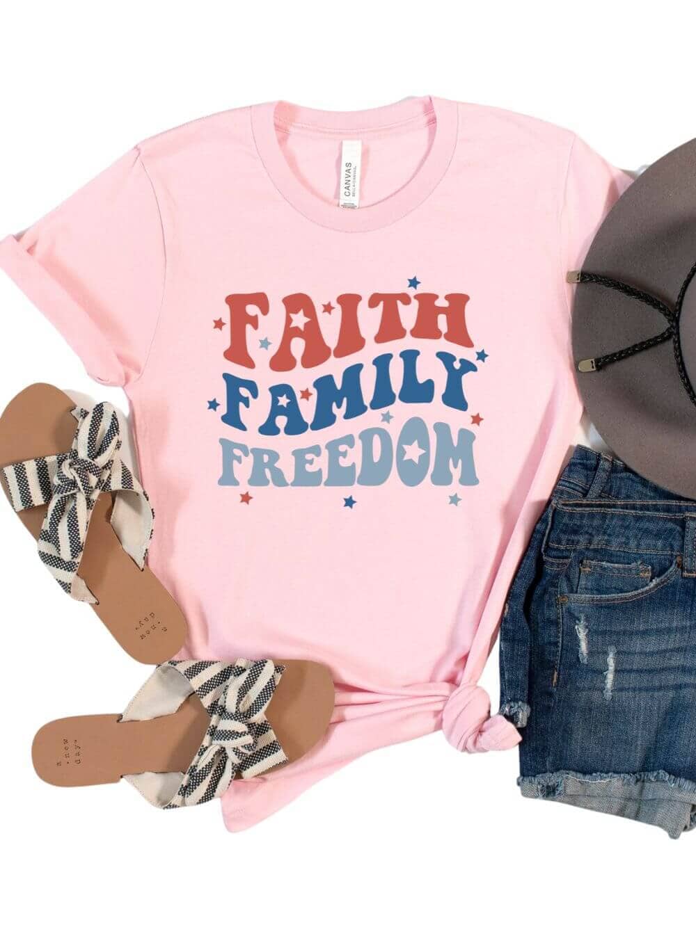 Faith Family Freedom Patriotic 4th of July Patriotic Graphic T-Shirt - Sydney So Sweet