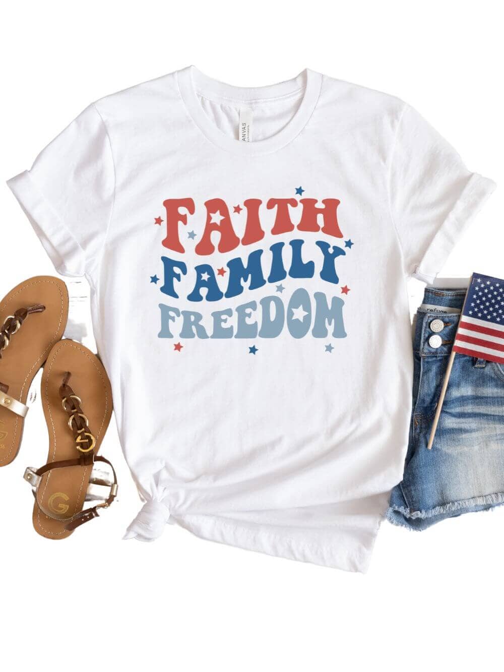 Faith Family Freedom Patriotic 4th of July Patriotic Graphic T-Shirt - Sydney So Sweet