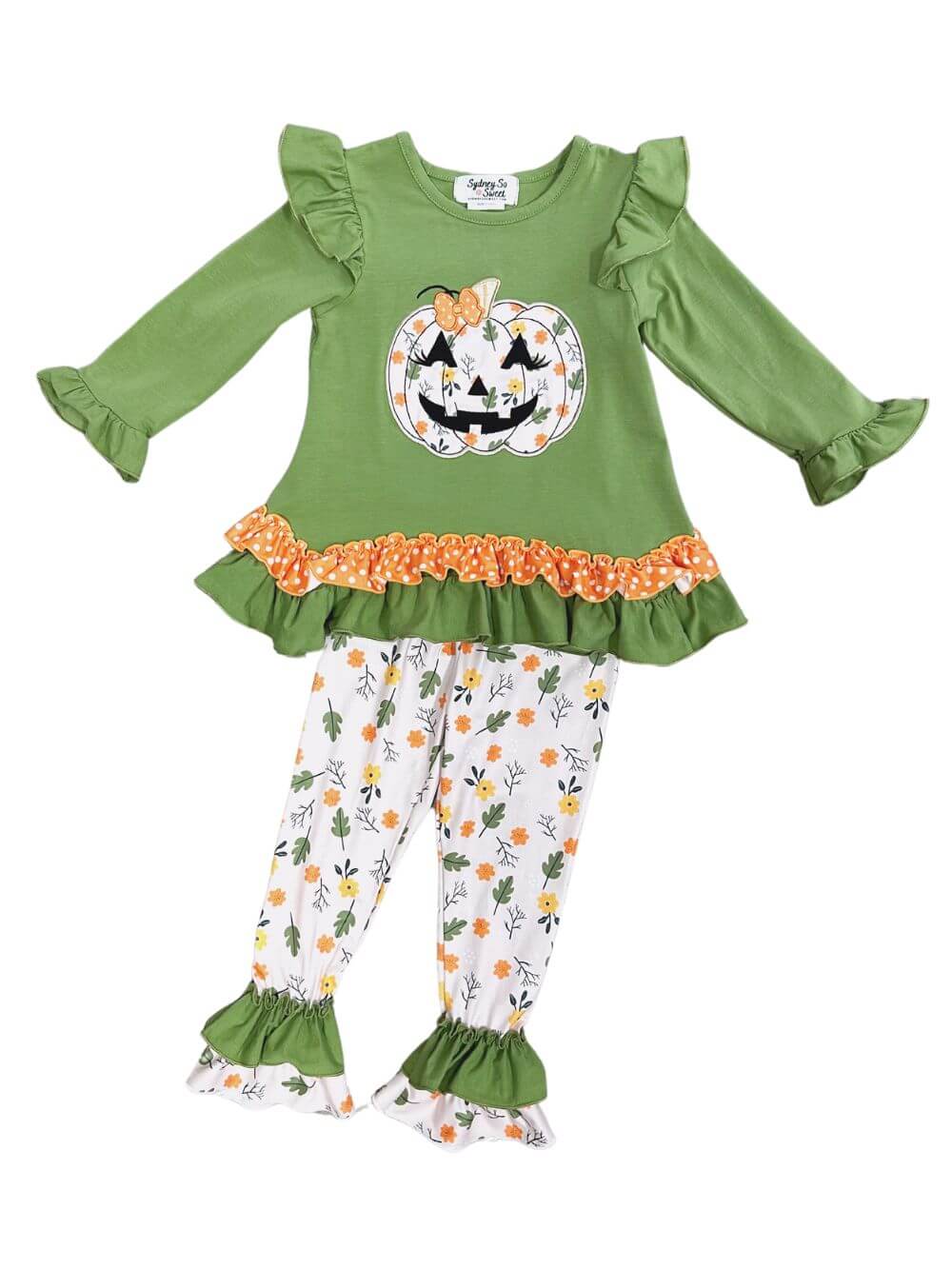 Fall Ruffle Jack-O-Lantern Tunic & Leggings Girls Outfit - Sydney So Sweet