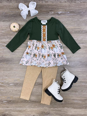 Fall Vintage Florals Girls Leggings Outfit - Sydney So Sweet
