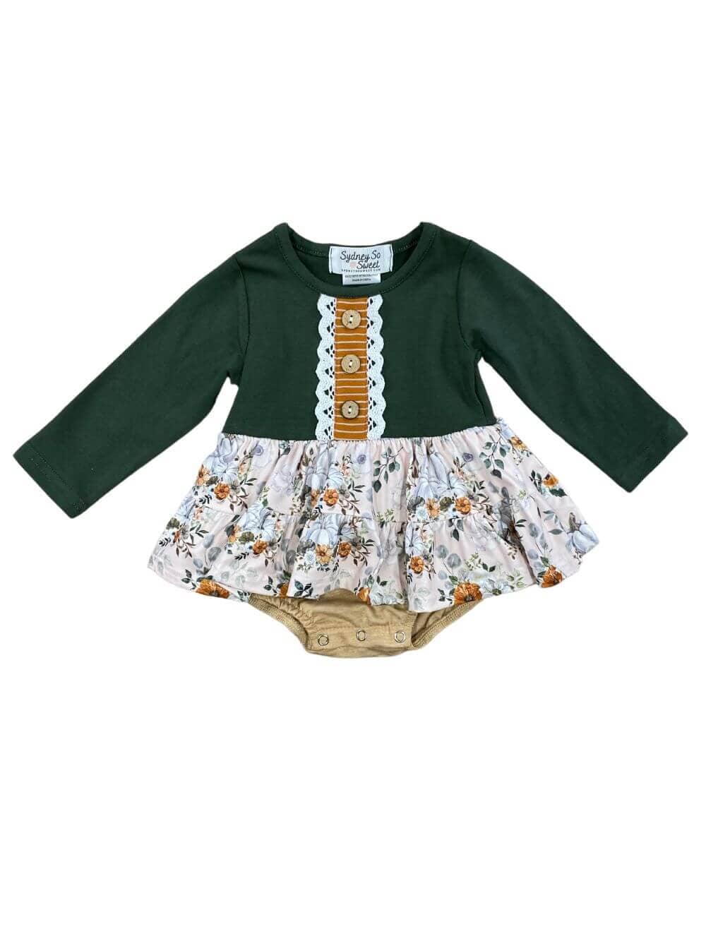 Fall Vintage Florals Skirted Baby Romper - Sydney So Sweet