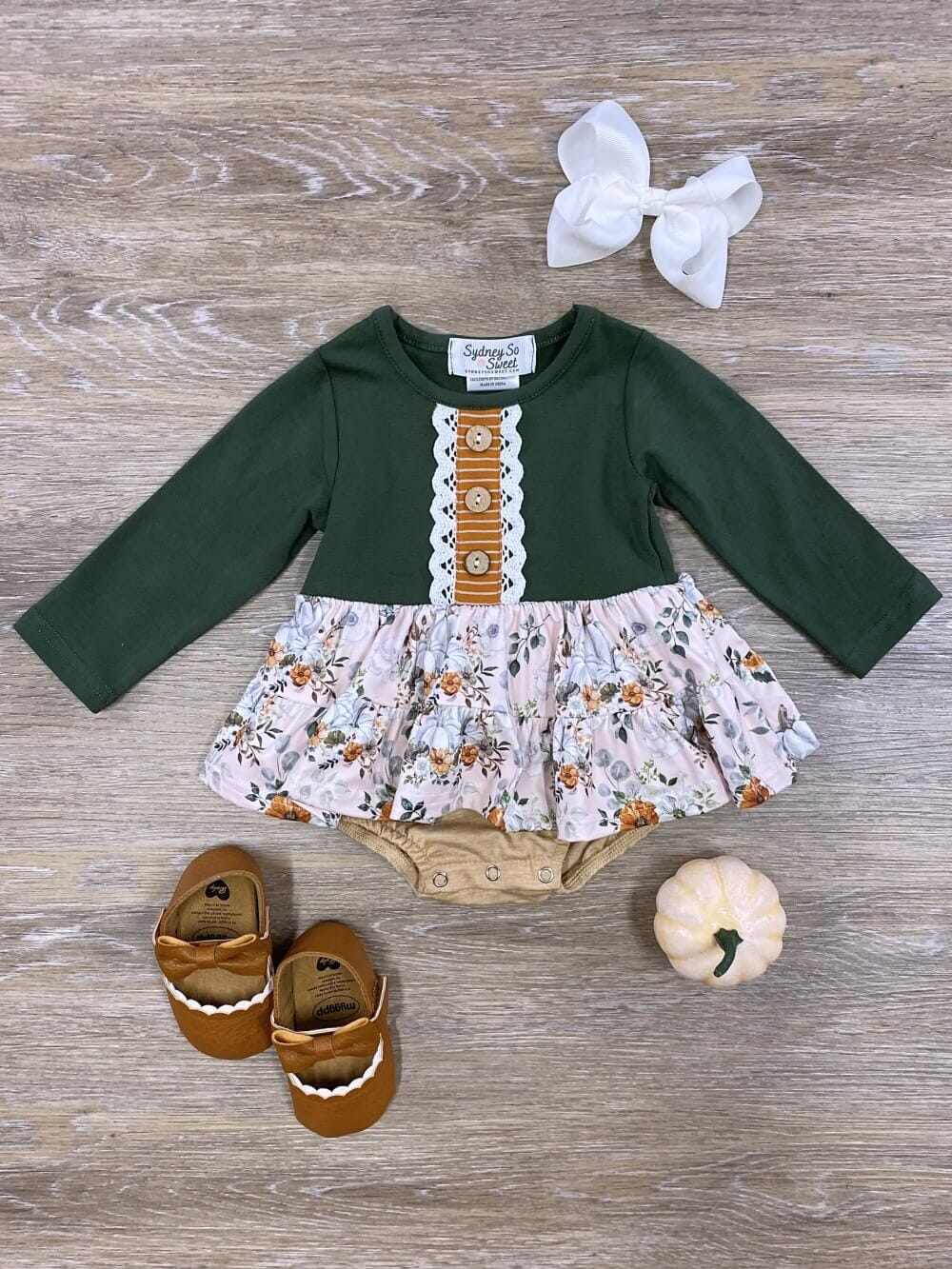 Fall Vintage Florals Skirted Baby Romper - Sydney So Sweet