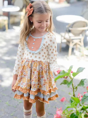 Fall Feels Girls Long Sleeve Button Detail Dress - Sydney So Sweet