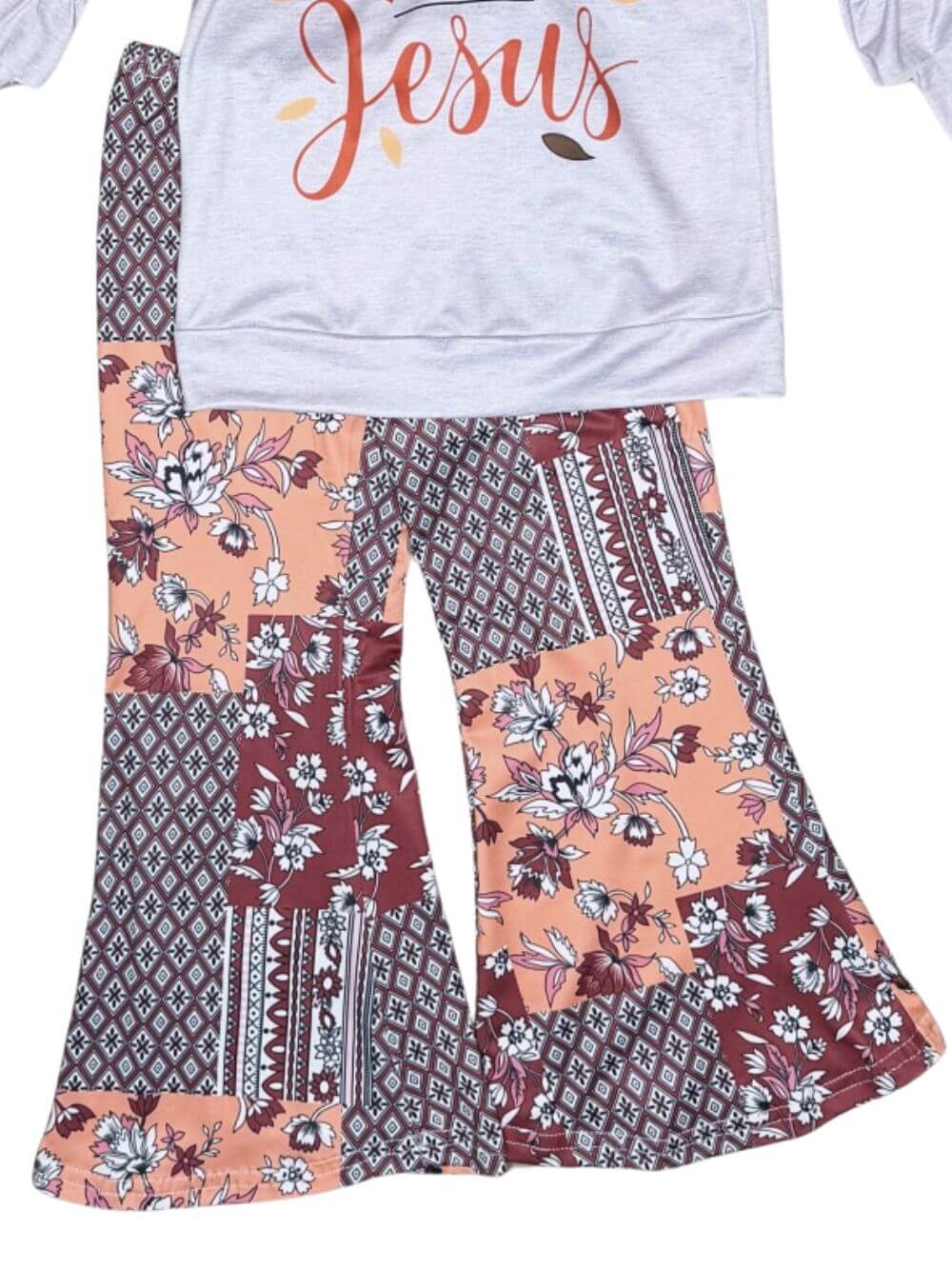 Fall for Jesus Girls Patchwork Bell Bottoms Outfit