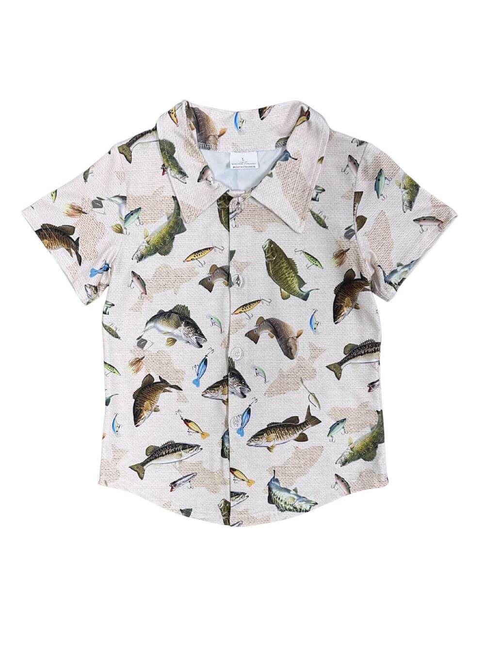 Fish Print Boys Short Sleeve Button Down Shirt - Sydney So Sweet
