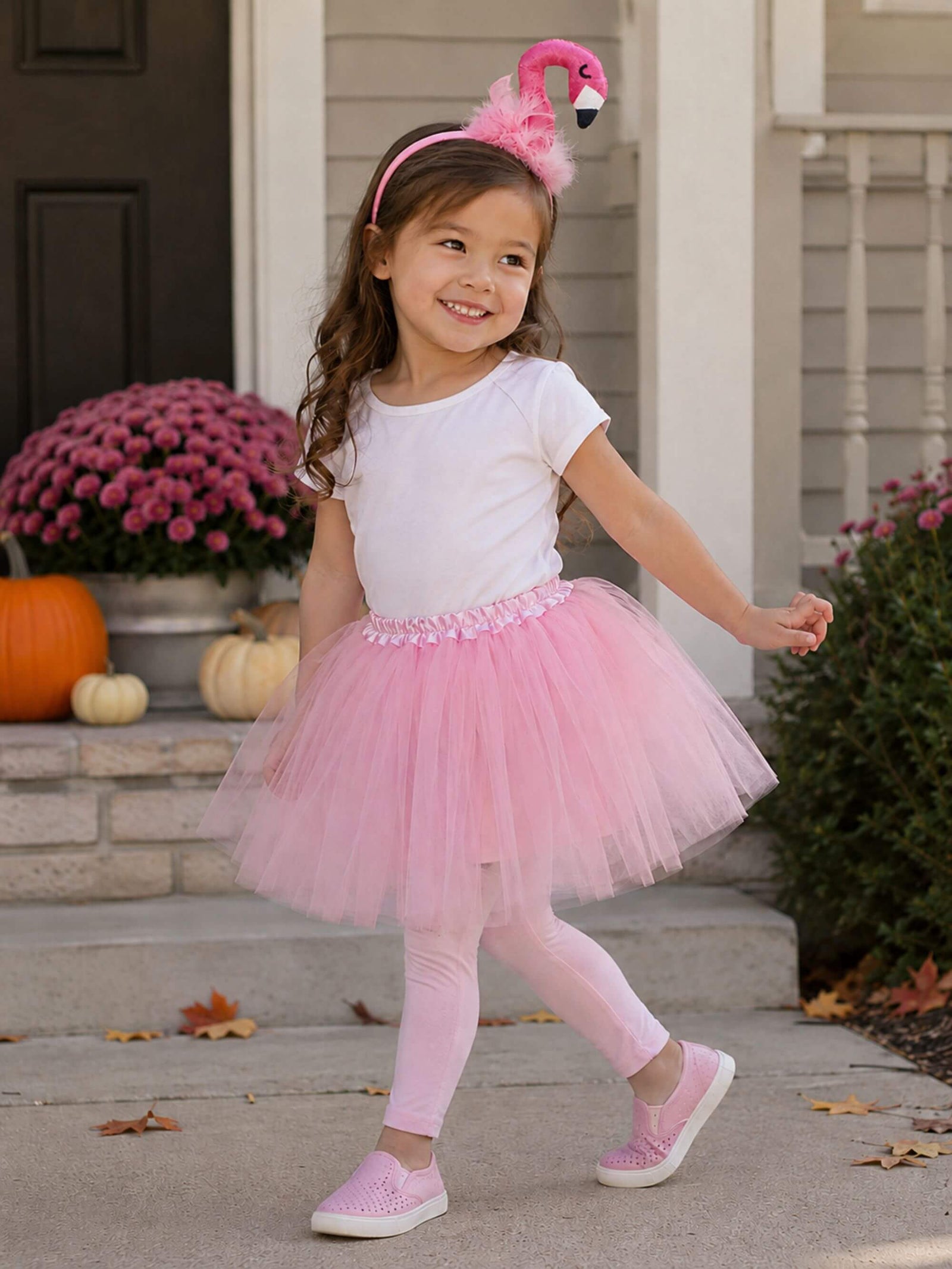 Girls Flamingo Costume Pink - Complete Kids Costume Set with Tutu and Headband