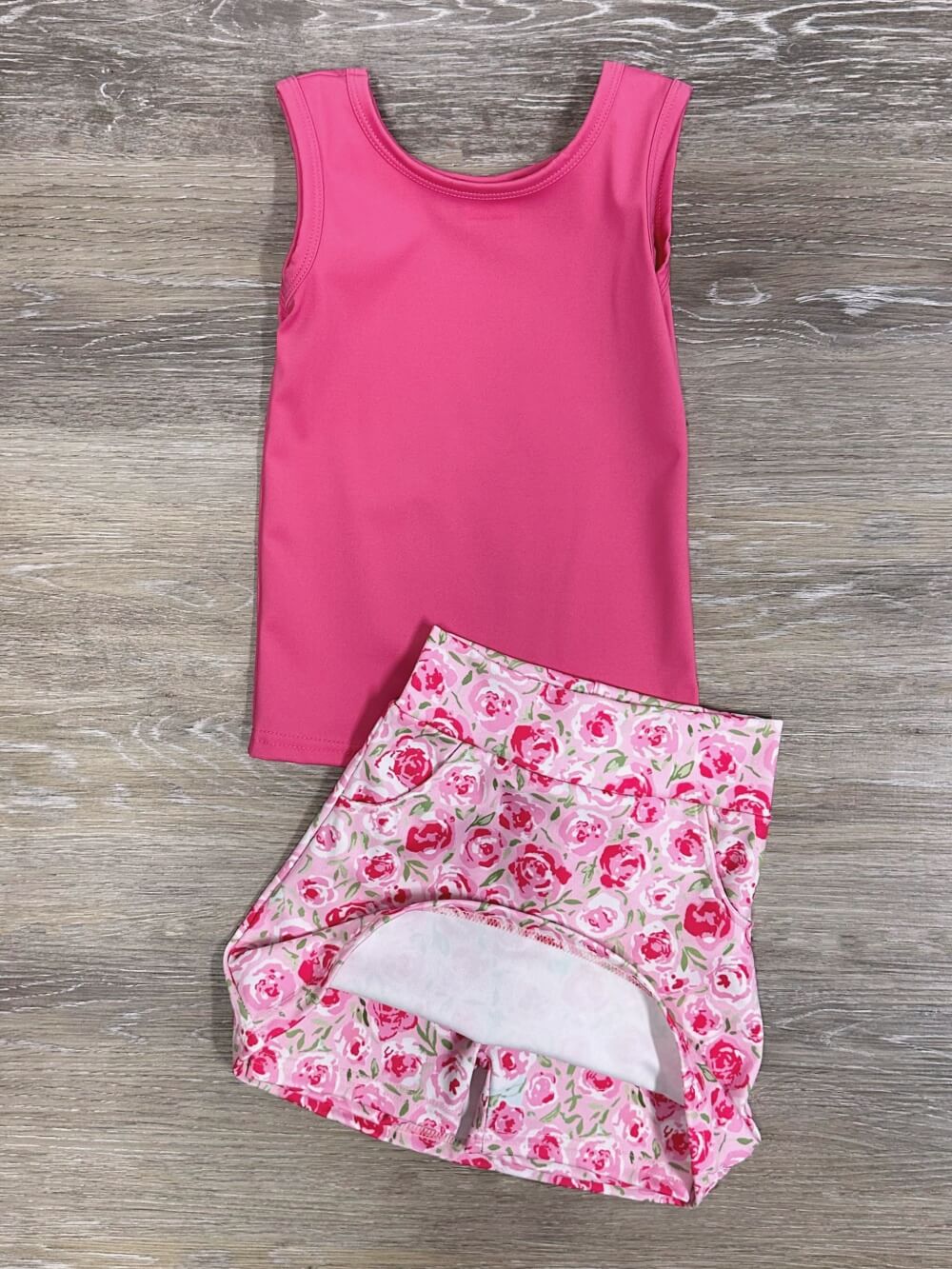 Floral Pop Girls Hot Pink Tank Top & Skort Yoga Set - Sydney So Sweet