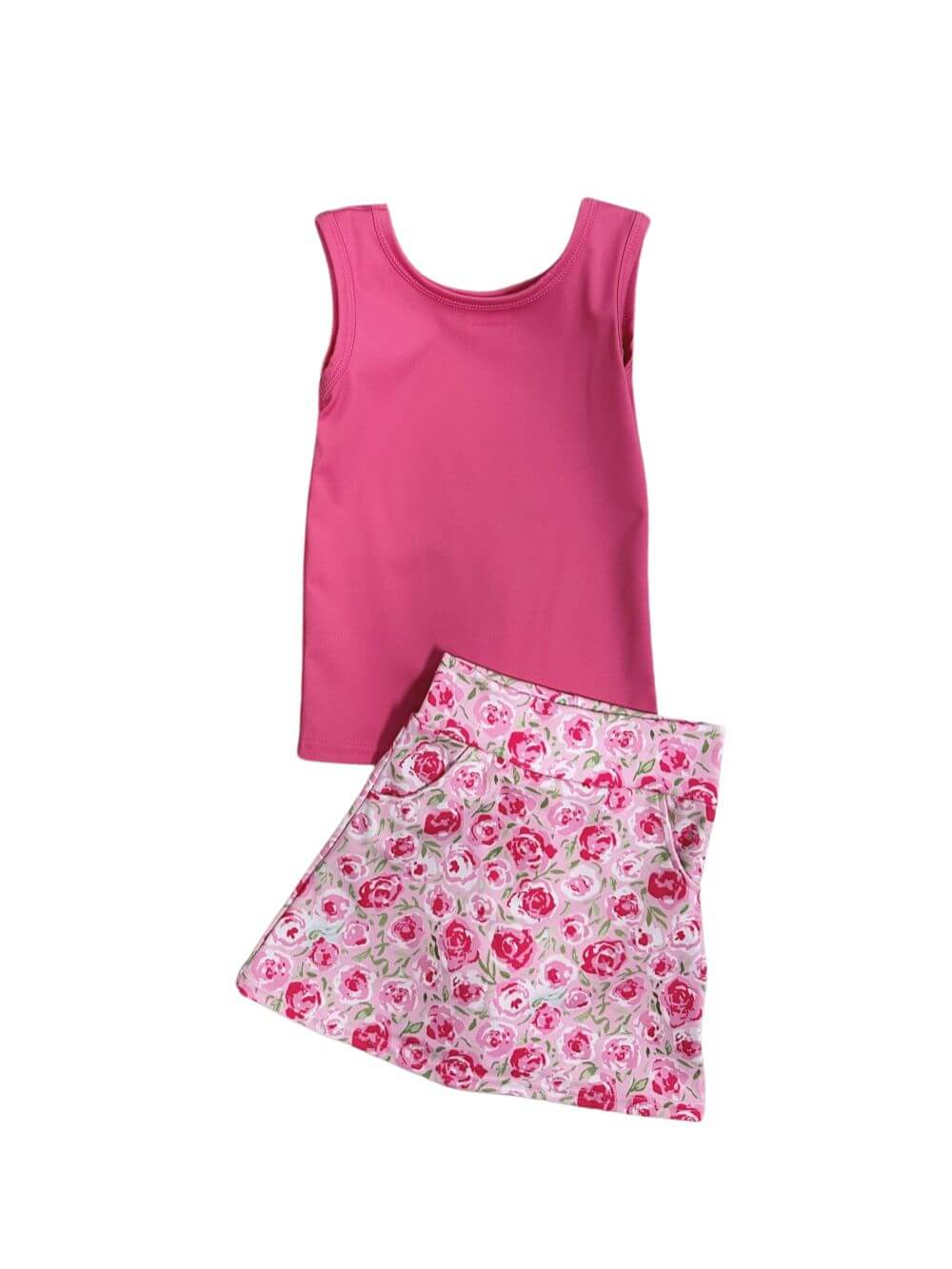 Floral Pop Girls Hot Pink Tank Top & Skort Yoga Set - Sydney So Sweet
