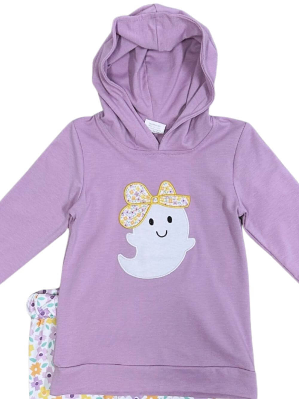 Flower Boo Girls Halloween Ghost Hoodie Outfit - Sydney So Sweet