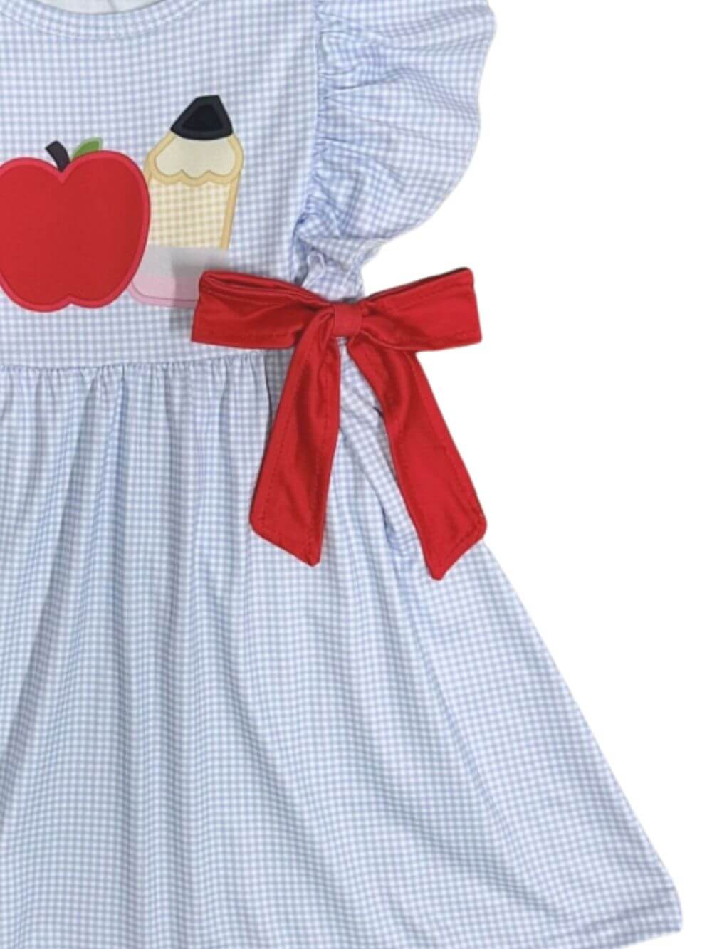 Flutter Sleeve Apple Pencil Girls Back to School Dress - Sydney So Sweet