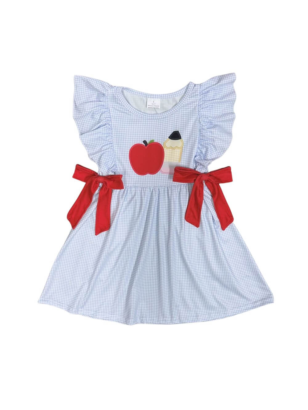Flutter Sleeve Apple Pencil Girls Back to School Dress - Sydney So Sweet