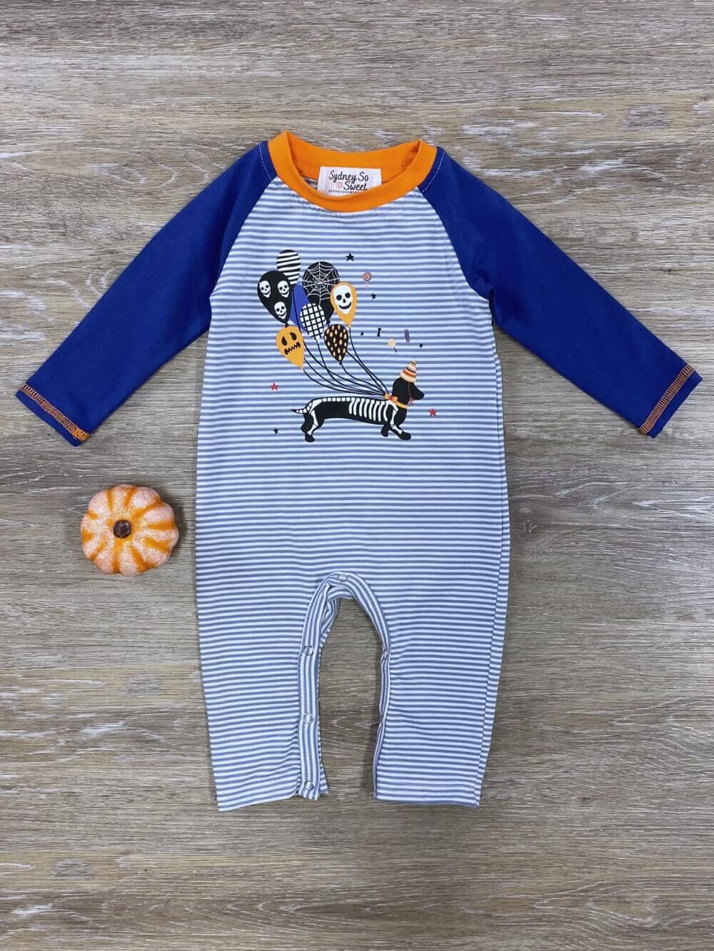 Fly Away Dog Skeleton Halloween Baby Romper - Sydney So Sweet