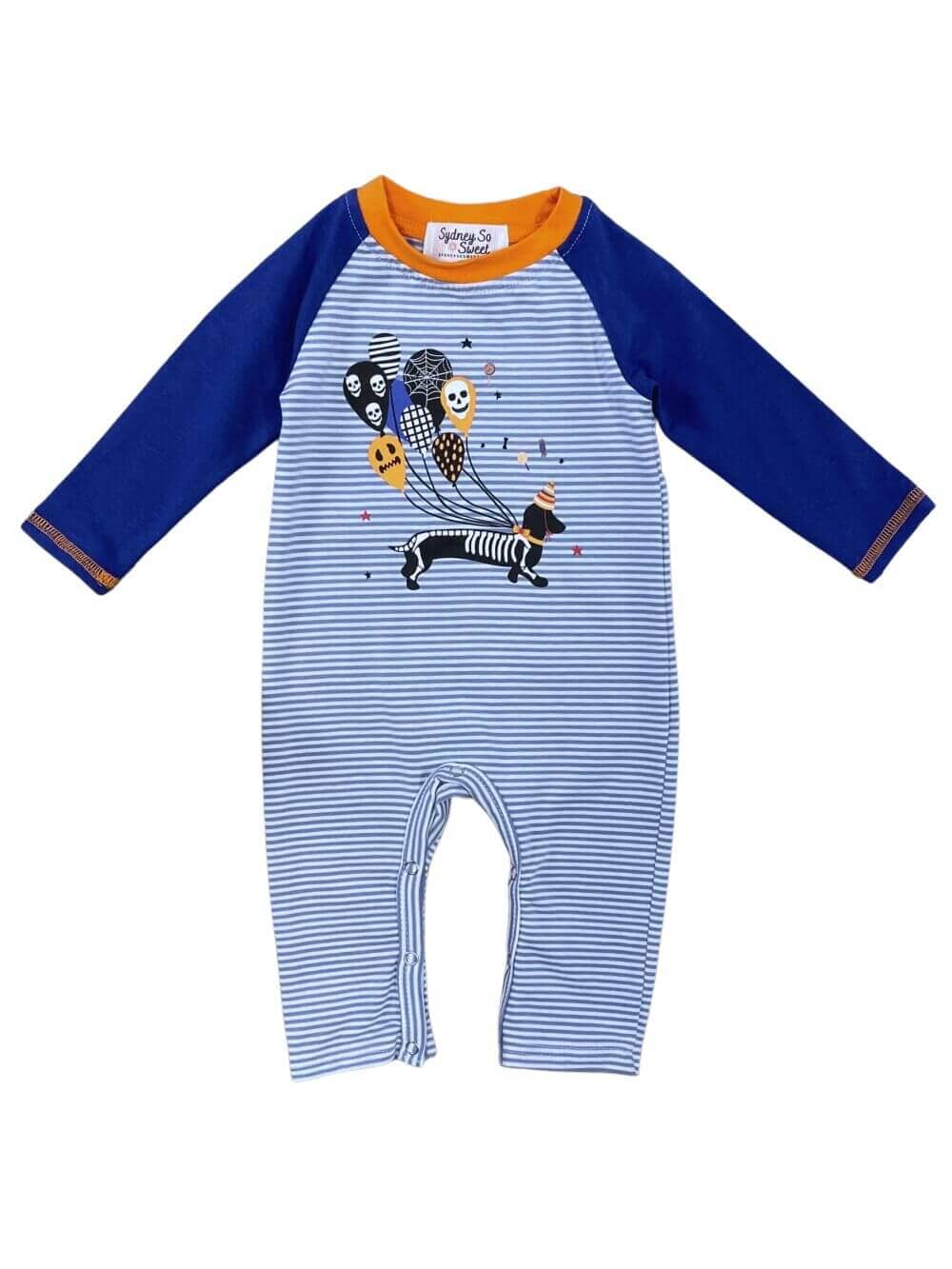 Fly Away Dog Skeleton Halloween Baby Romper - Sydney So Sweet