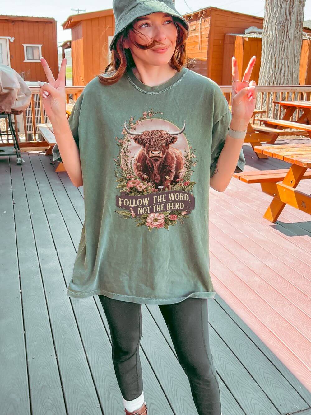 Follow the Word Not the Herd T-Shirt Cow Graphic Christian Faith Tee