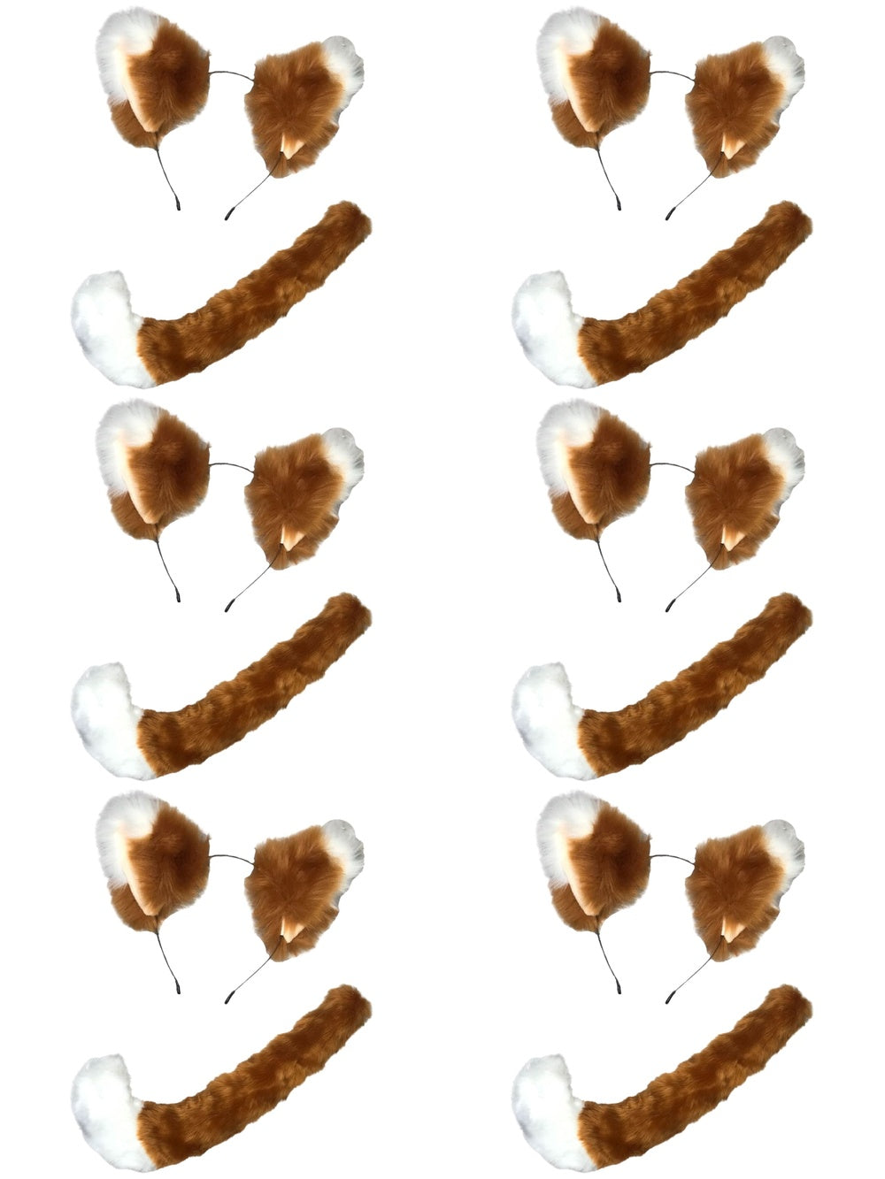 Orange Fox Ears Headband Set - Plush Headband Ears & Tail Costume Accessories