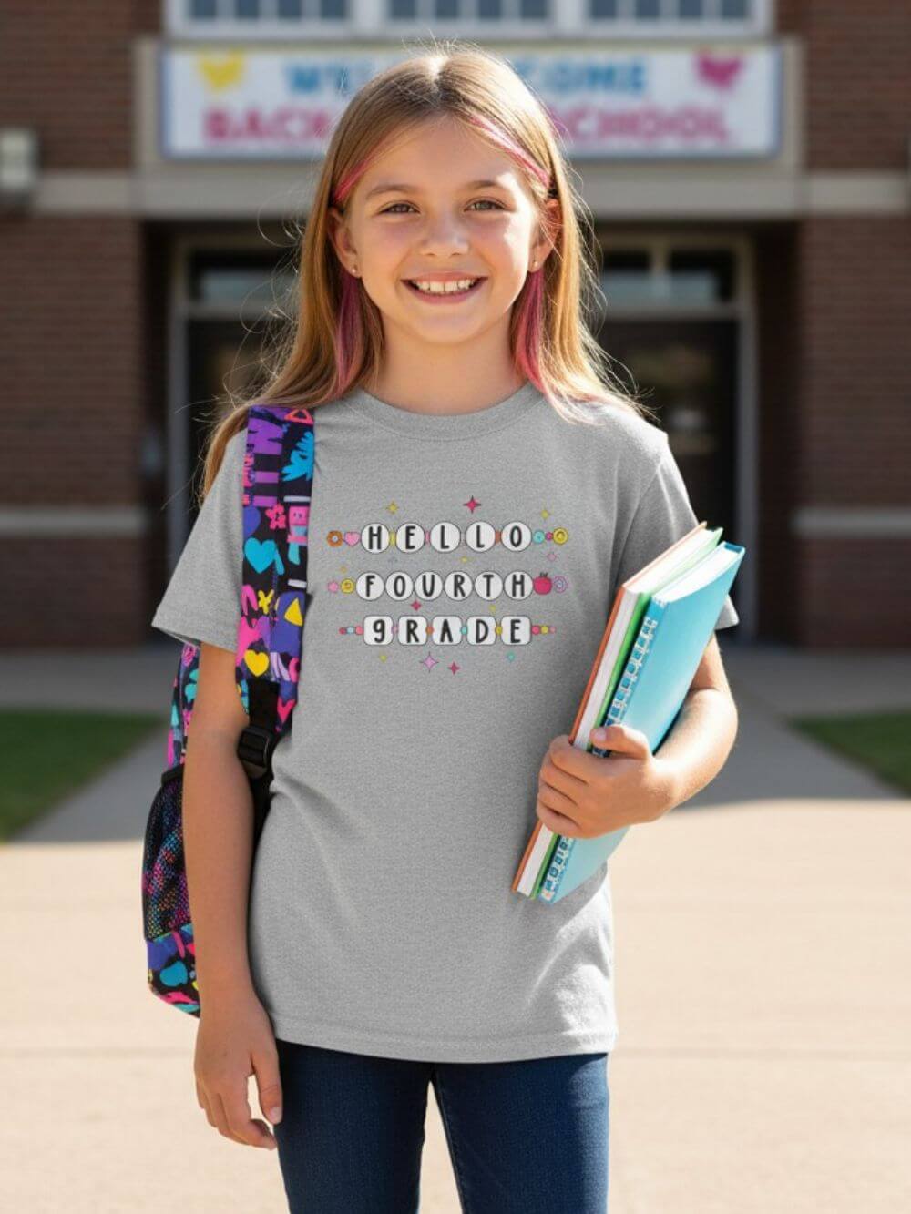 Friendship Bracelets Hello Fourth Grade Kids Tee Cute 4th Grade Back to School T-Shirt