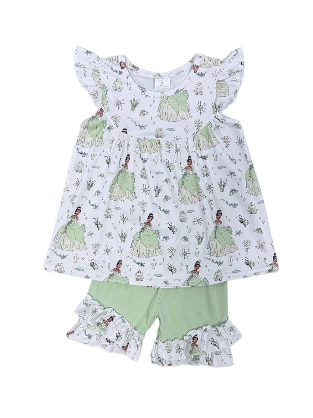 Frog Princess Light Green Girls Ruffle Trim Shorts Outfit - Sydney So Sweet