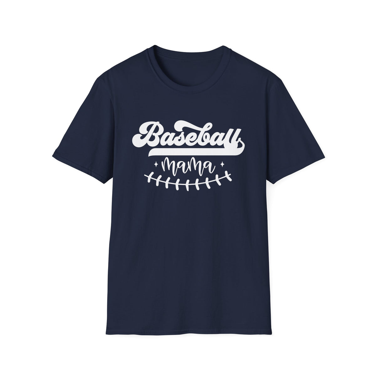Baseball Mama Stitch Graphic T-Shirt Cute Sports Mom Tee (12 Team Colors)