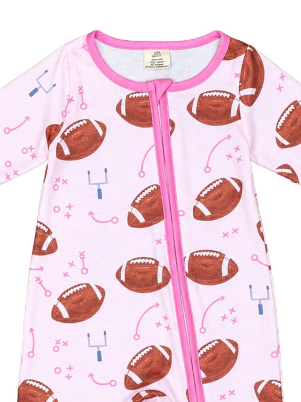 Game Day Football Girls Pink Zip Up Baby Romper