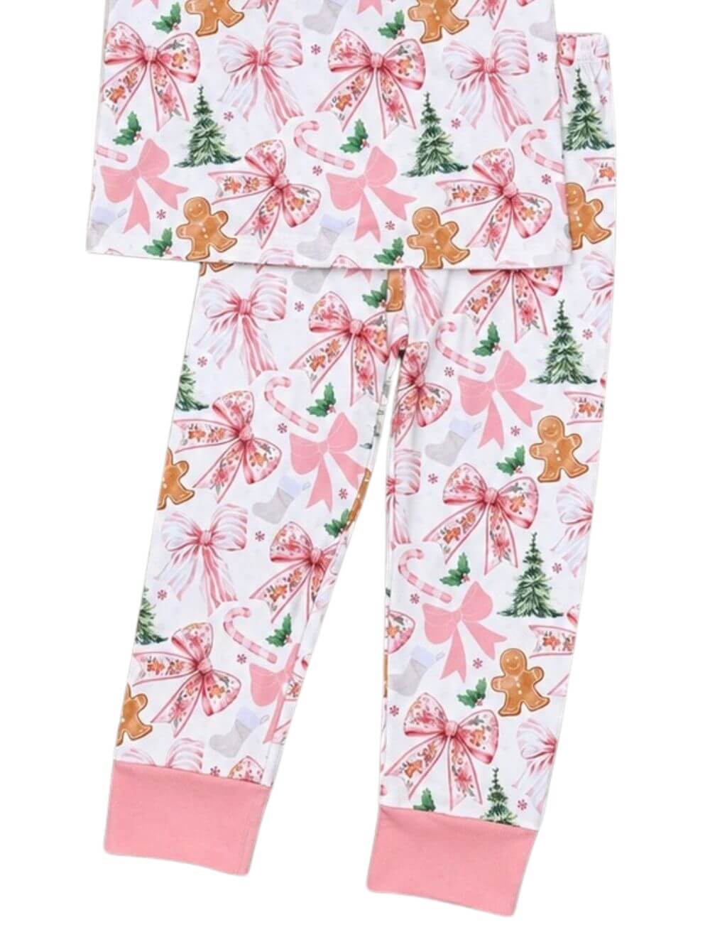 Gingerbread Coquette Christmas Bows Girls Lounge Set