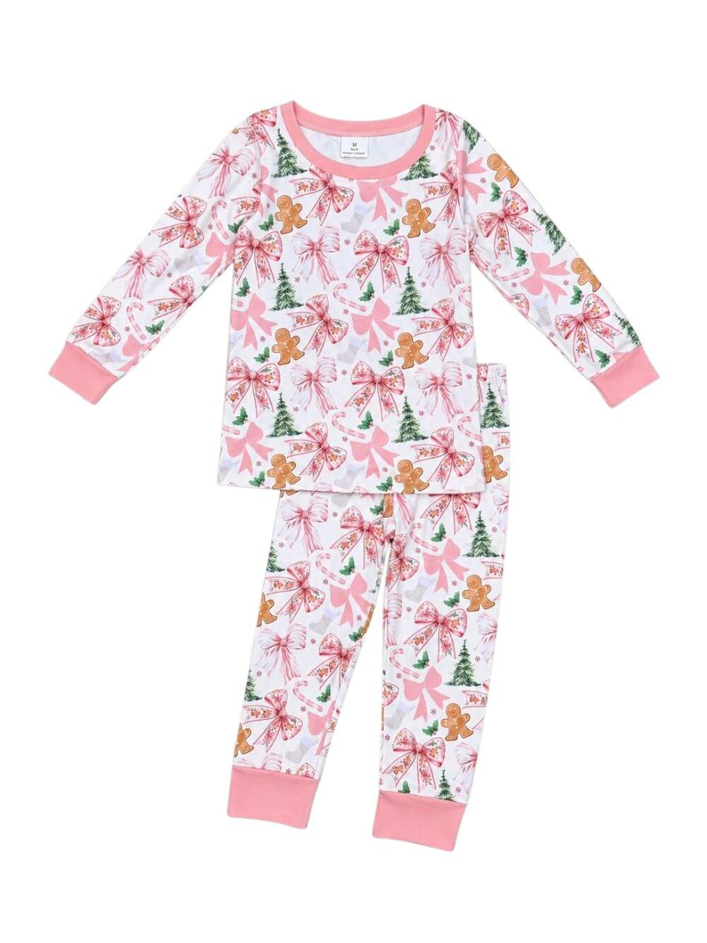 Gingerbread Coquette Christmas Bows Girls Lounge Set