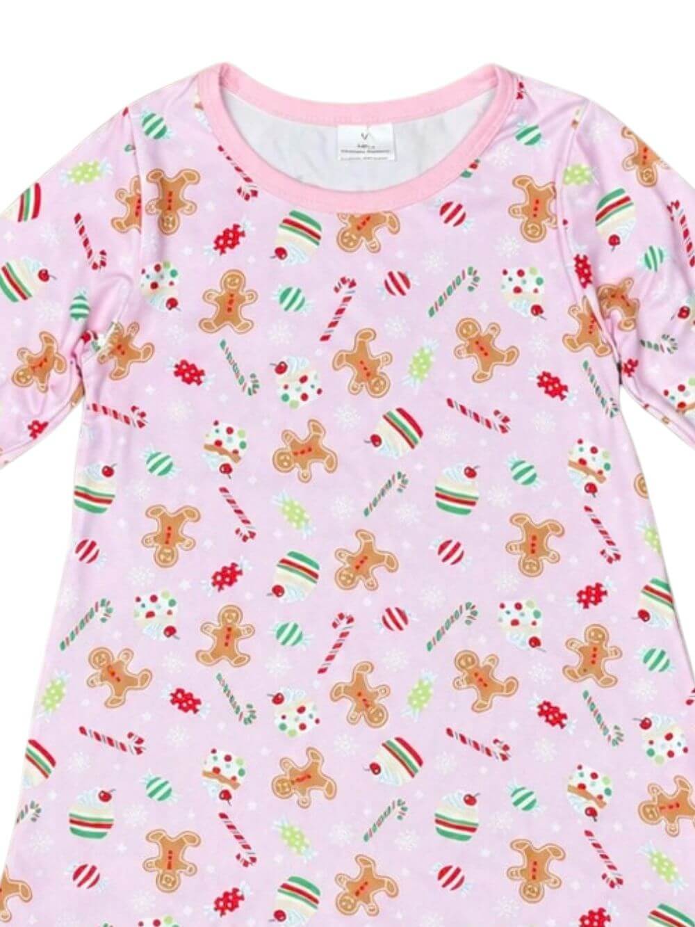 Gingerbread & Candy Cane Girls Christmas Nightgown