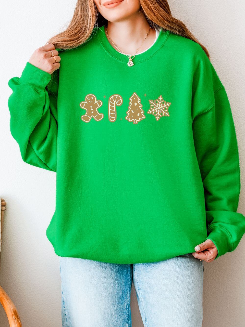 Gingerbread Cookies Heavy Blend Women's Crewneck Embroidered Christmas Holiday Sweatshirt - Sydney So Sweet