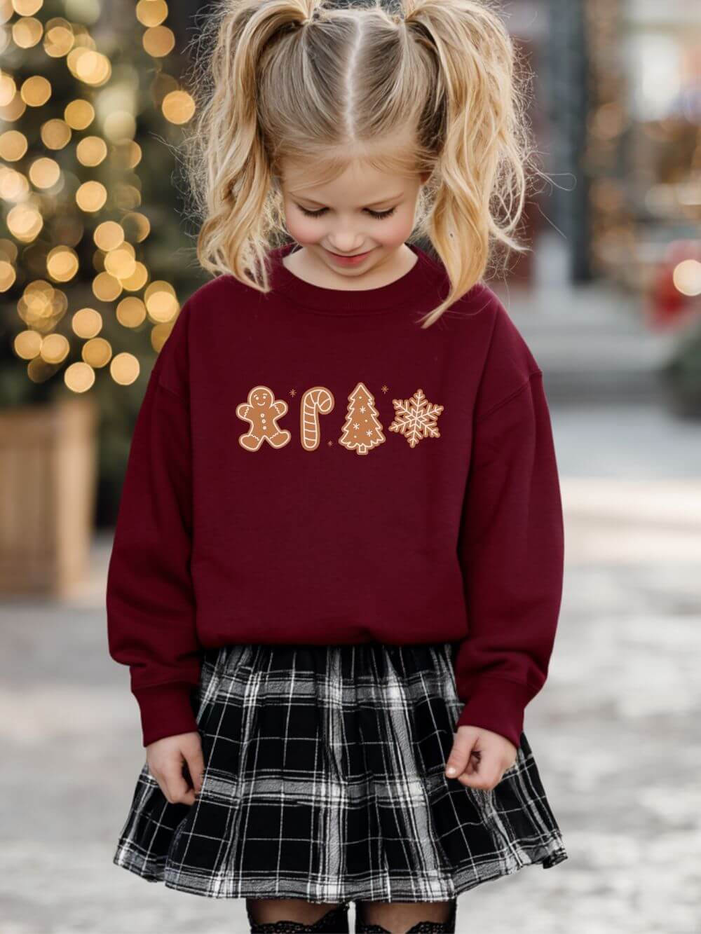 Gingerbread Cookies Heavy Blend Kids' Crewneck Graphic Christmas Holiday Sweatshirt - Sydney So Sweet