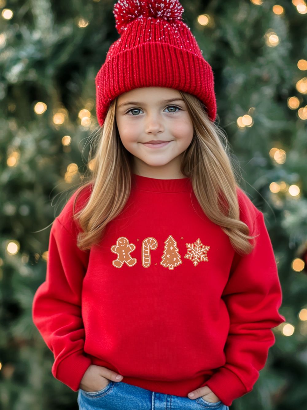 Gingerbread Cookies Heavy Blend Kids' Crewneck Graphic Christmas Holiday Sweatshirt - Sydney So Sweet
