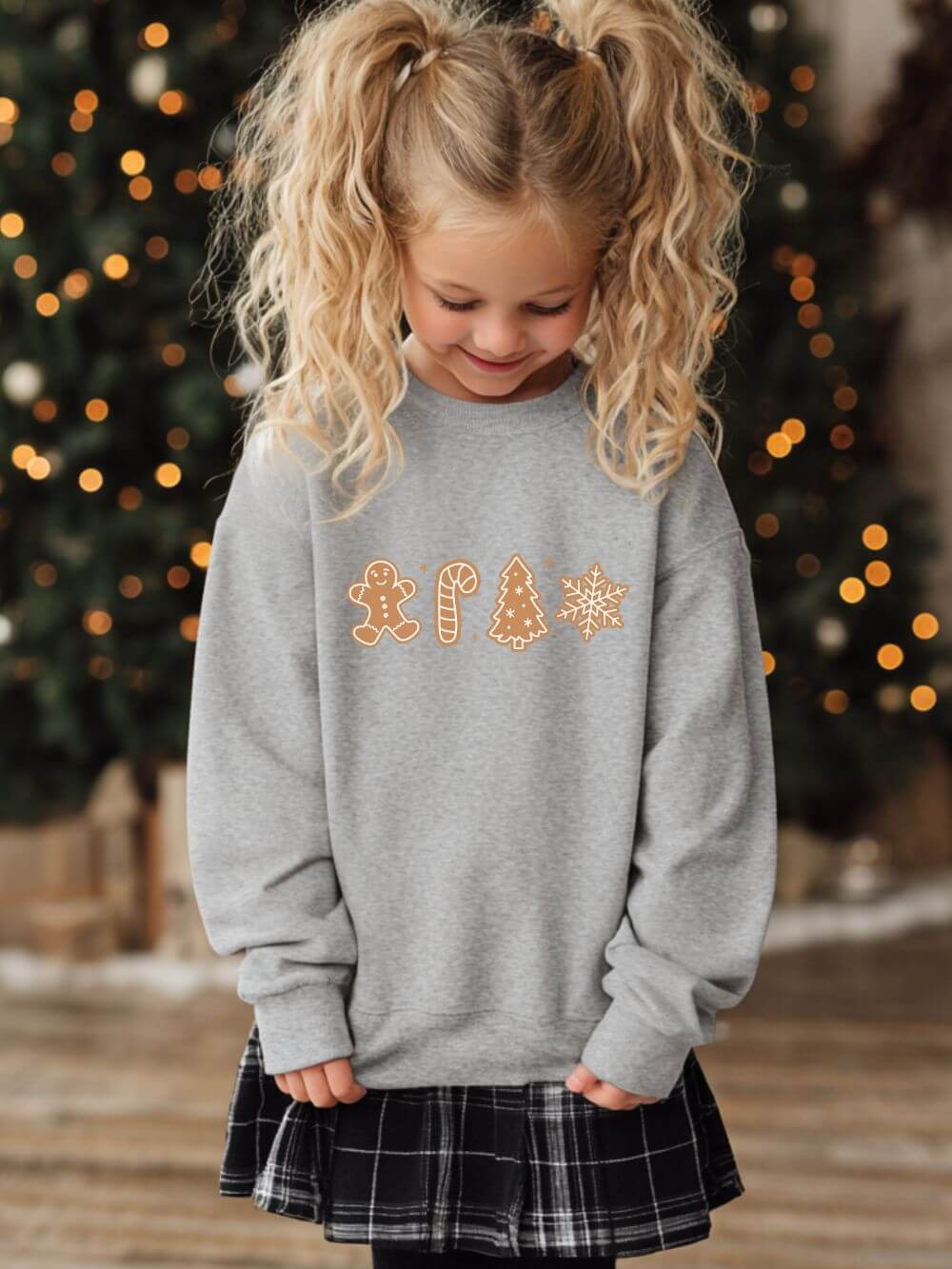 Gingerbread Cookies Heavy Blend Kids' Crewneck Graphic Christmas Holiday Sweatshirt - Sydney So Sweet