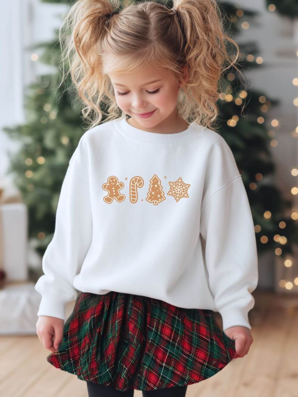 Gingerbread Cookies Heavy Blend Kids' Crewneck Graphic Christmas Holiday Sweatshirt - Sydney So Sweet