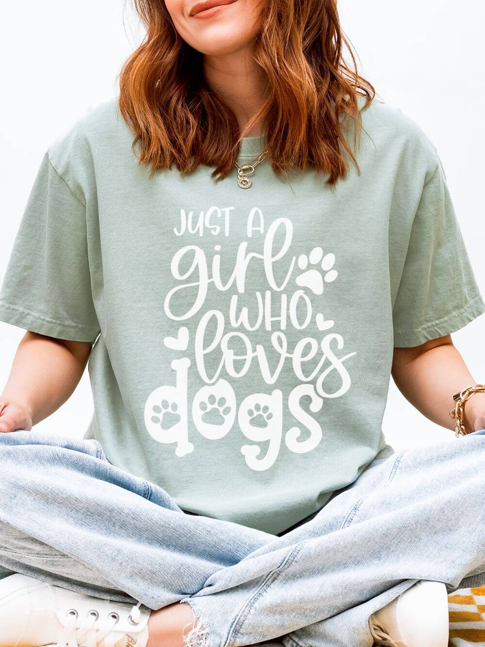 Just a Girl Who Loves Dogs T-Shirt Cute Dog Mom Graphic Tee