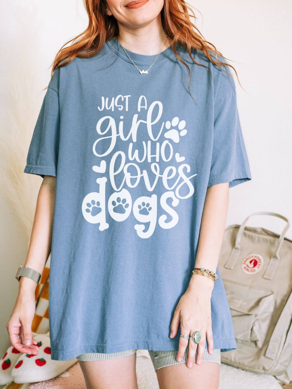 Just a Girl Who Loves Dogs T-Shirt Cute Dog Mom Graphic Tee