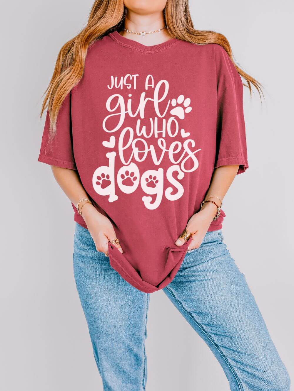Just a Girl Who Loves Dogs T-Shirt Cute Dog Mom Graphic Tee