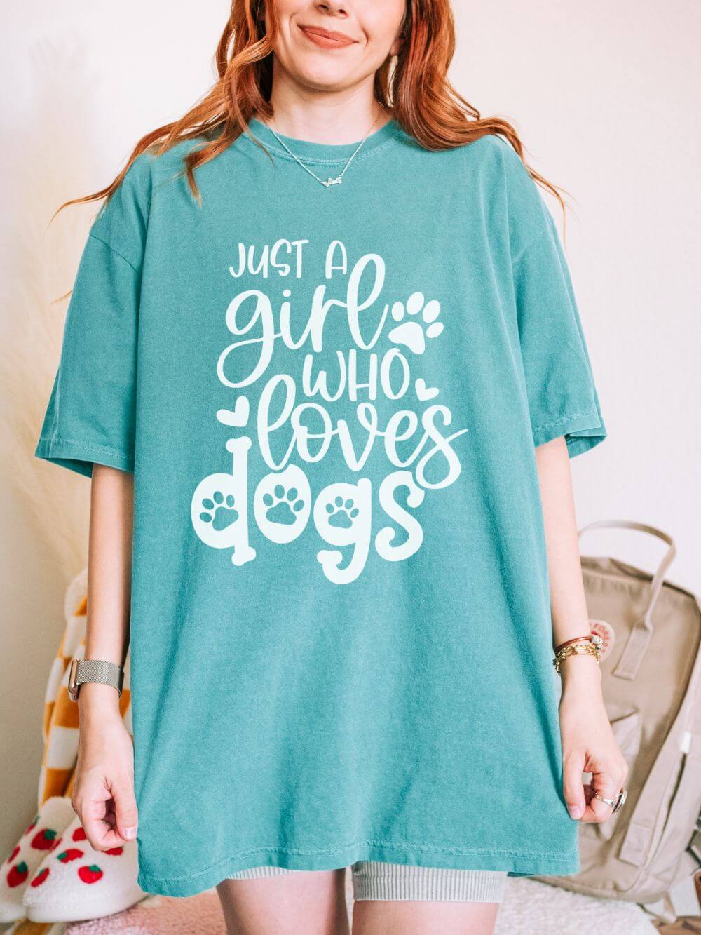 Just a Girl Who Loves Dogs T-Shirt Cute Dog Mom Graphic Tee