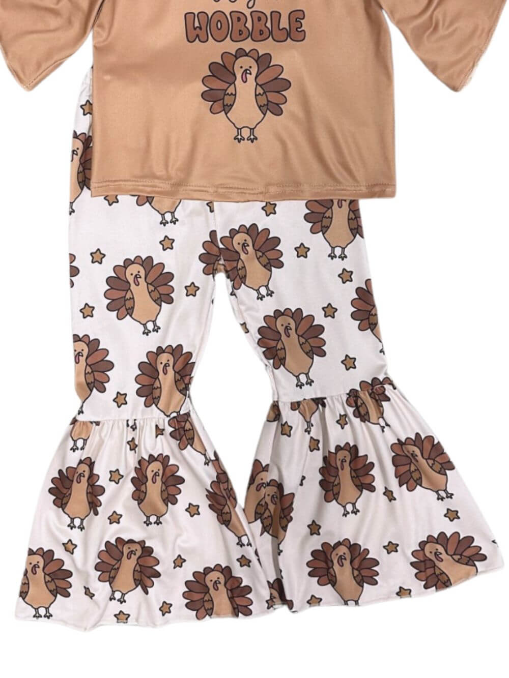 Gobble Til You Wobble Girls Thanksgiving Bell Bottom Outfit - Sydney So Sweet