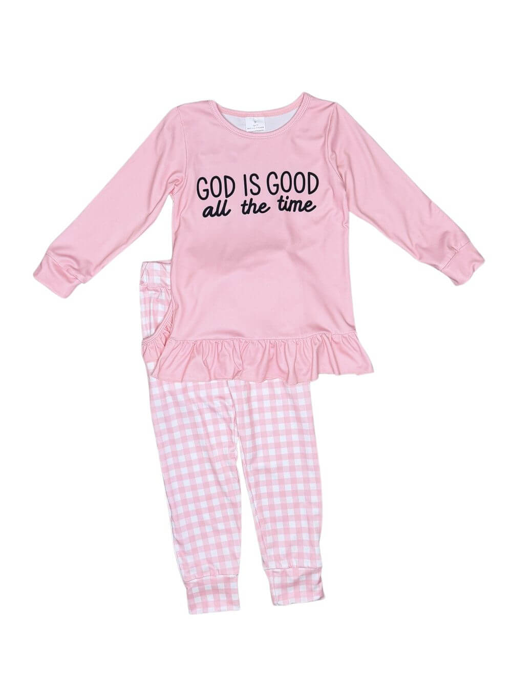 God Is Good All The Time Pink Girls Jogger Outfit