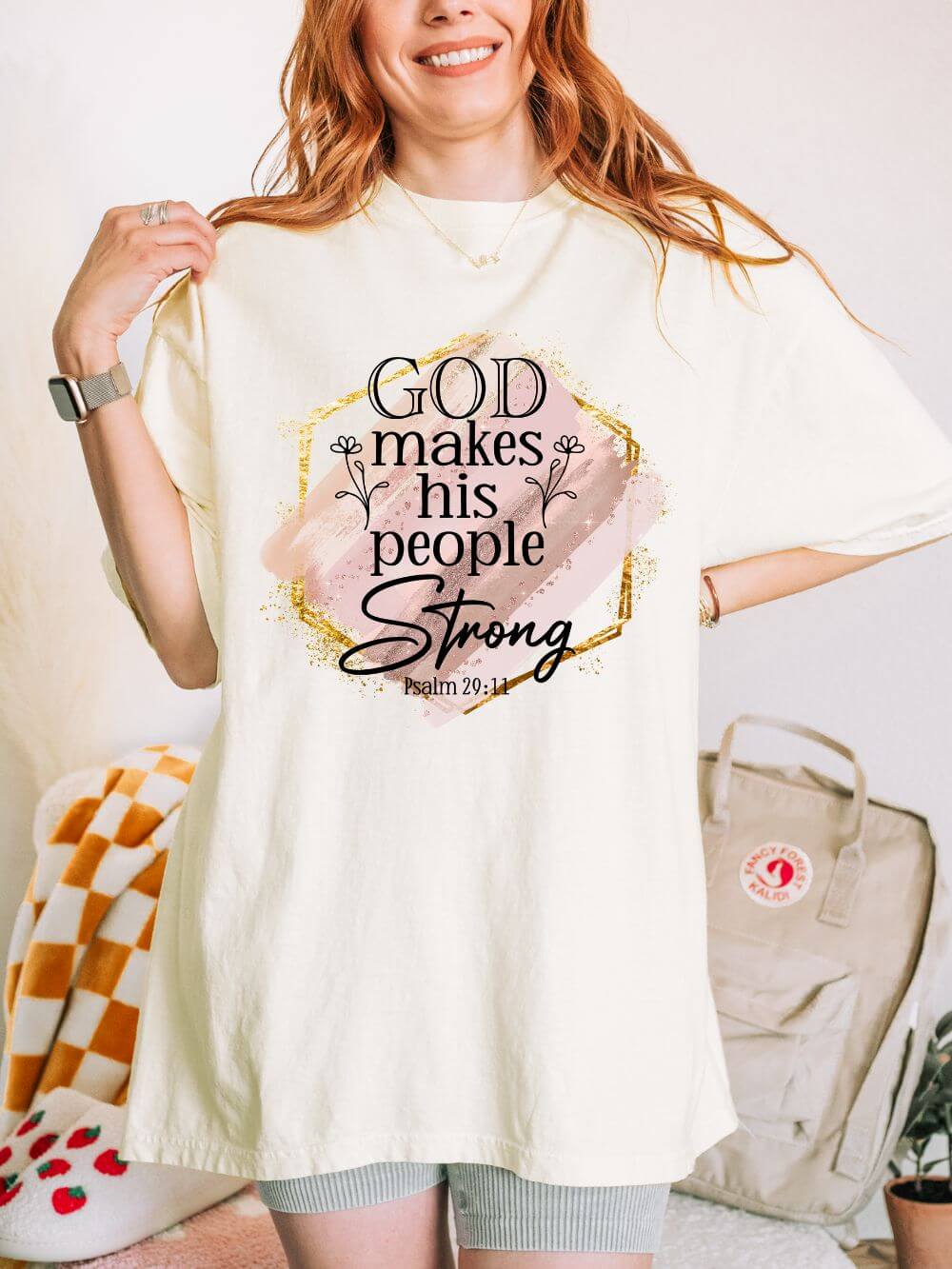 God Makes His People Strong Psalm 28:8 Christian Graphic T-Shirt Unisex Short Sleeve Tee - Sydney So Sweet