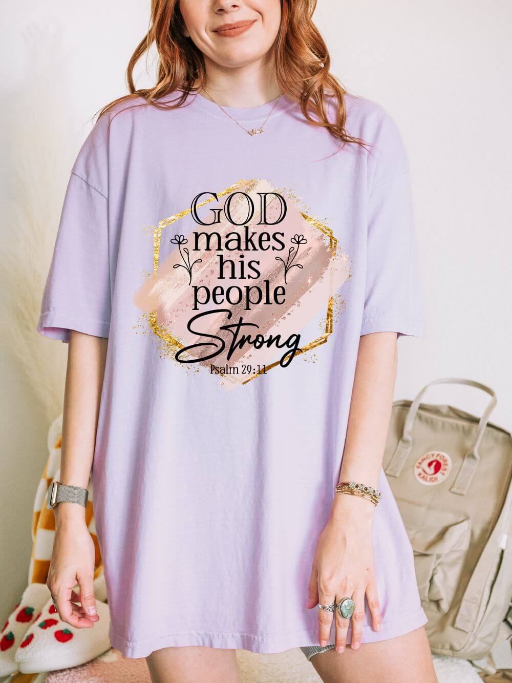 God Makes His People Strong Psalm 28:8 Christian Graphic T-Shirt Unisex Short Sleeve Tee - Sydney So Sweet